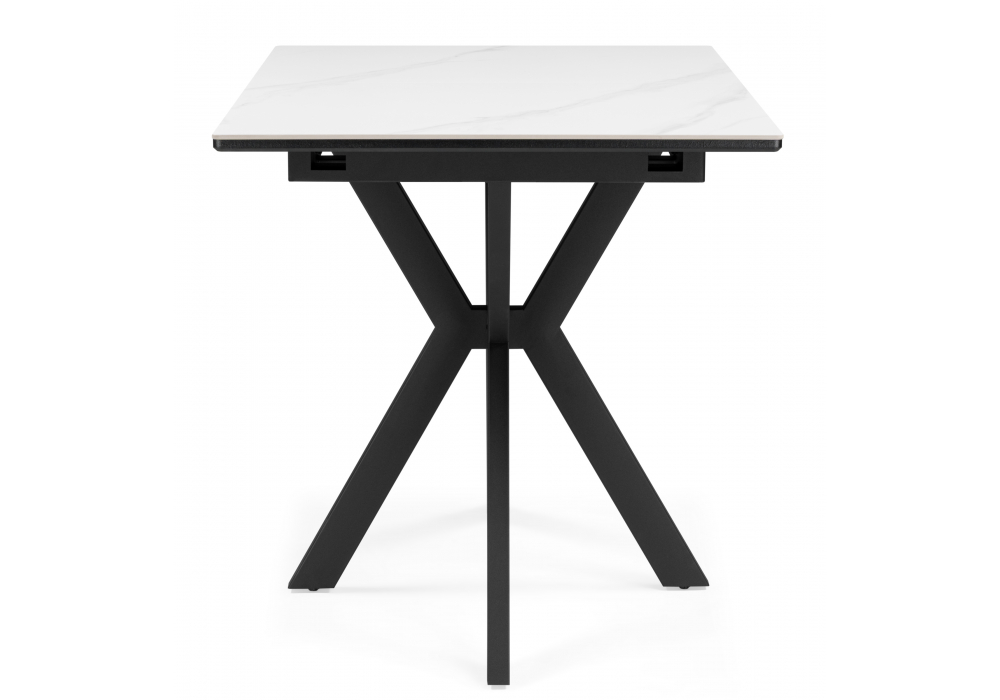 фото керамический стол 100(130)x70 раскладной woodville гардинг белый мрамор / черный 676462 | 220svet.ru