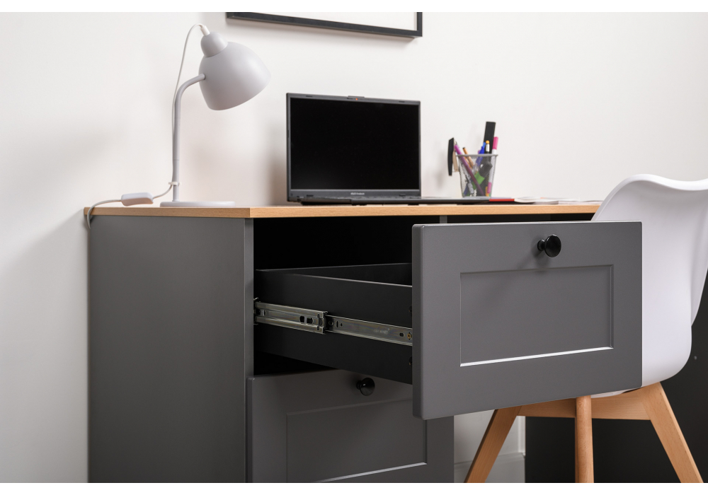 фото письменный стол woodville опра серый графит / дуб золотой craft 676811 | 220svet.ru