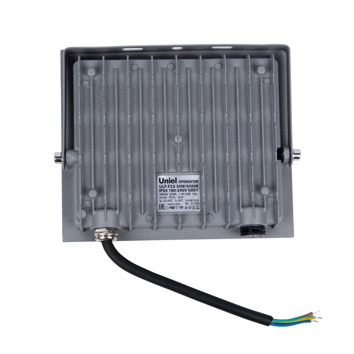 фото прожектор светодиодный uniel ulf-f23-50w/6500k ip65 160-240v grey ul-00011846 | 220svet.ru