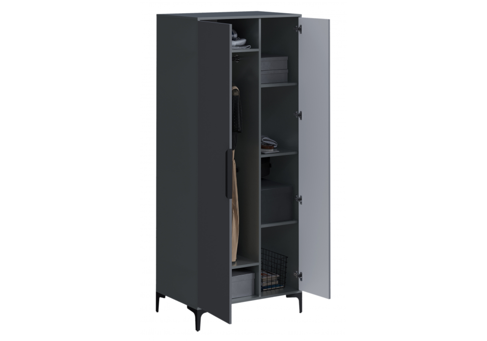 фото шкаф двухстворчатый графит woodville иадама графит софт 619902 | 220svet.ru