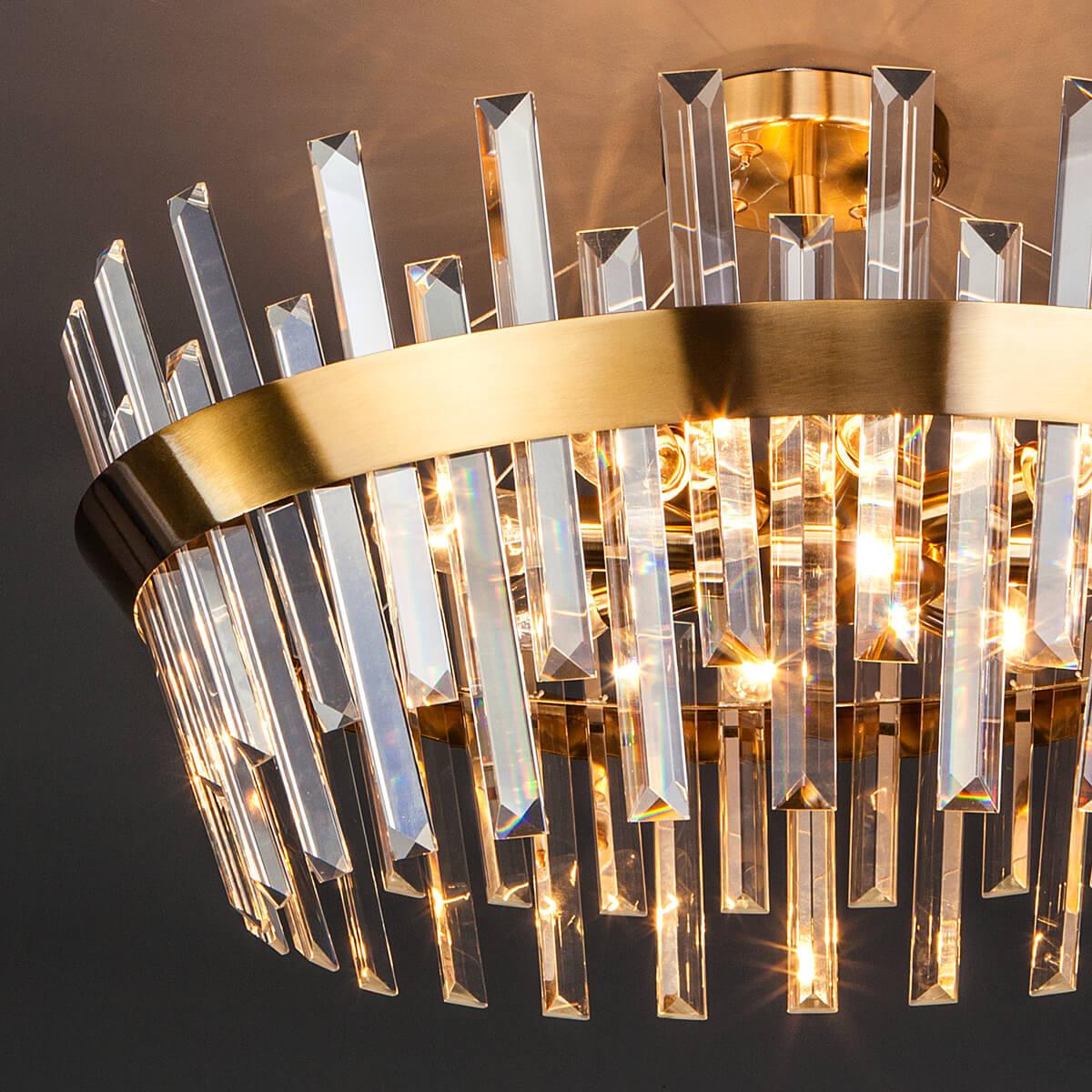 фото потолочная люстра eurosvet steccato 10111/8 золотая бронза/прозрачный хрусталь strotskis | 220svet.ru