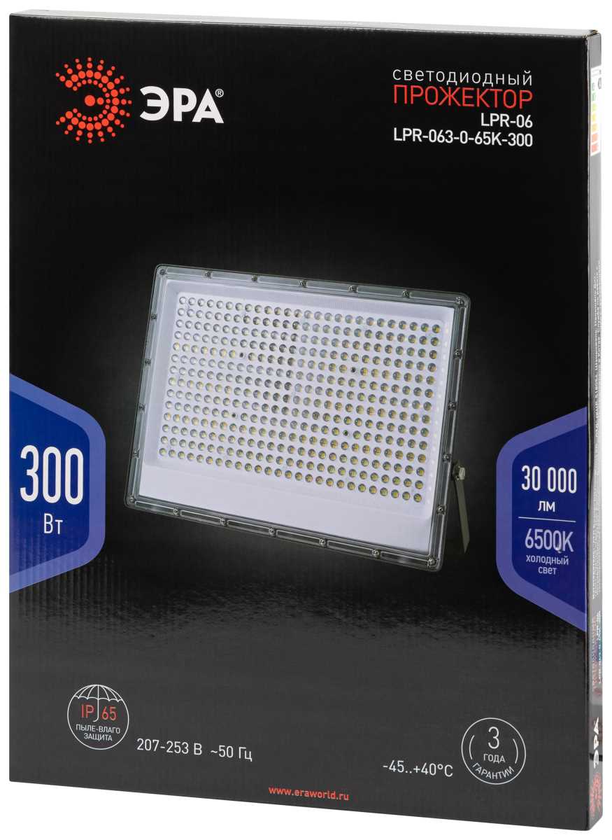 фото прожектор светодиодный уличный эра pro lpr-063-0-65k-300 б0067715 | 220svet.ru