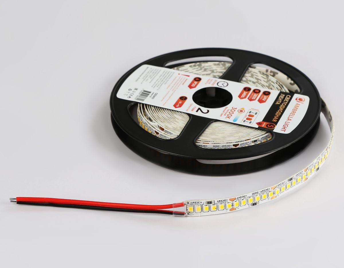 фото светодиодная лента ambrella light 20w/m 240led/m 2835smd теплый белый 5m gs3401 | 220svet.ru