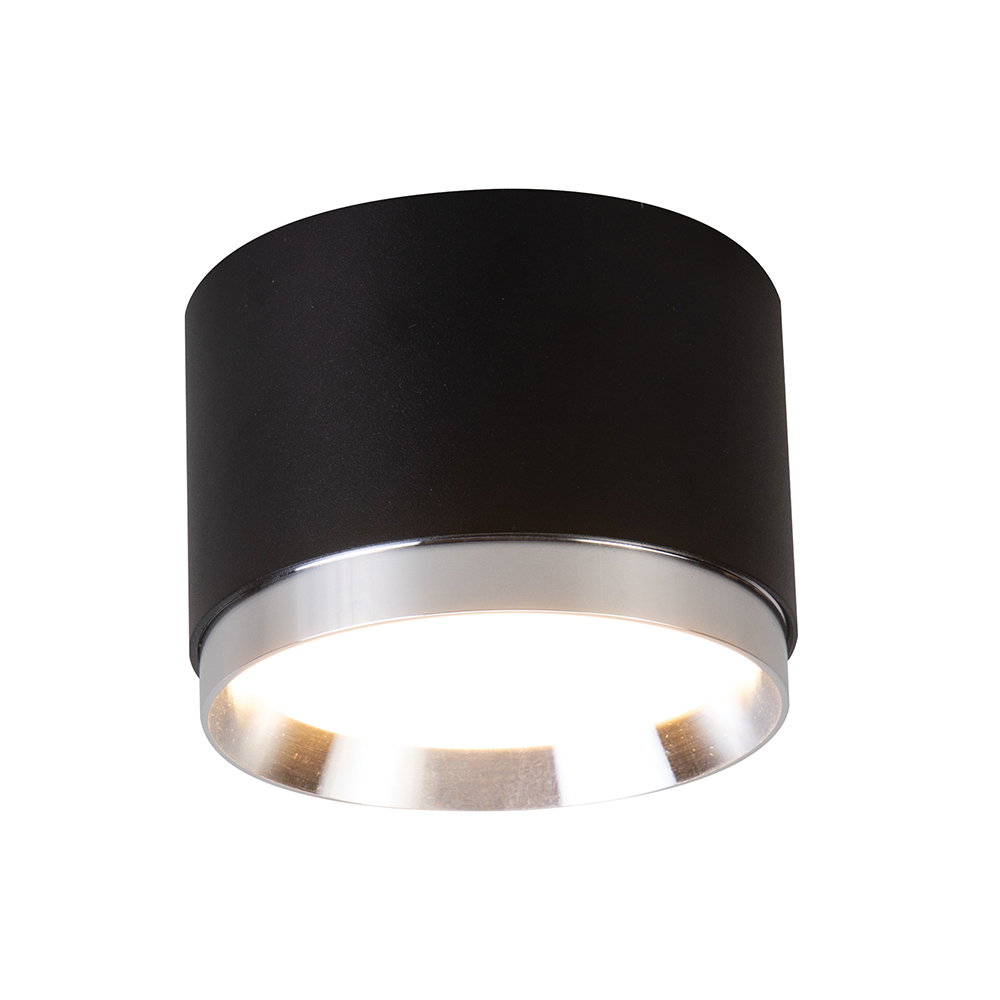 фото светильник потолочный feron barrel duet hl459 12w, 230v,gx53, черный + хром ip20 | 220svet.ru