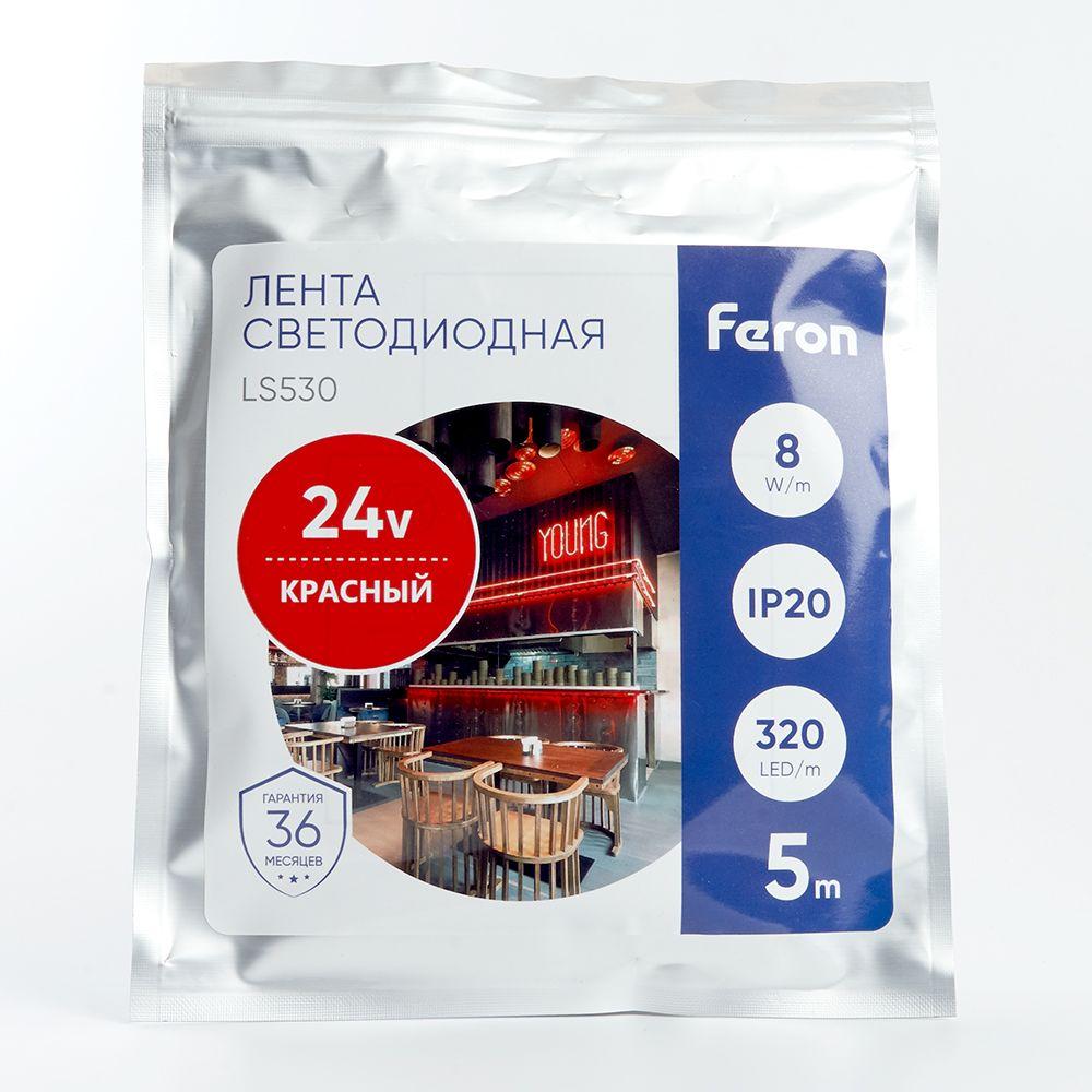фото светодиодная лента feron 8w/m 320led/m 2110smd красный 5m ls530 48266 | 220svet.ru