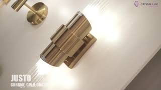 Миниатюра фото бра crystal lux justo ap2 brass | 220svet.ru